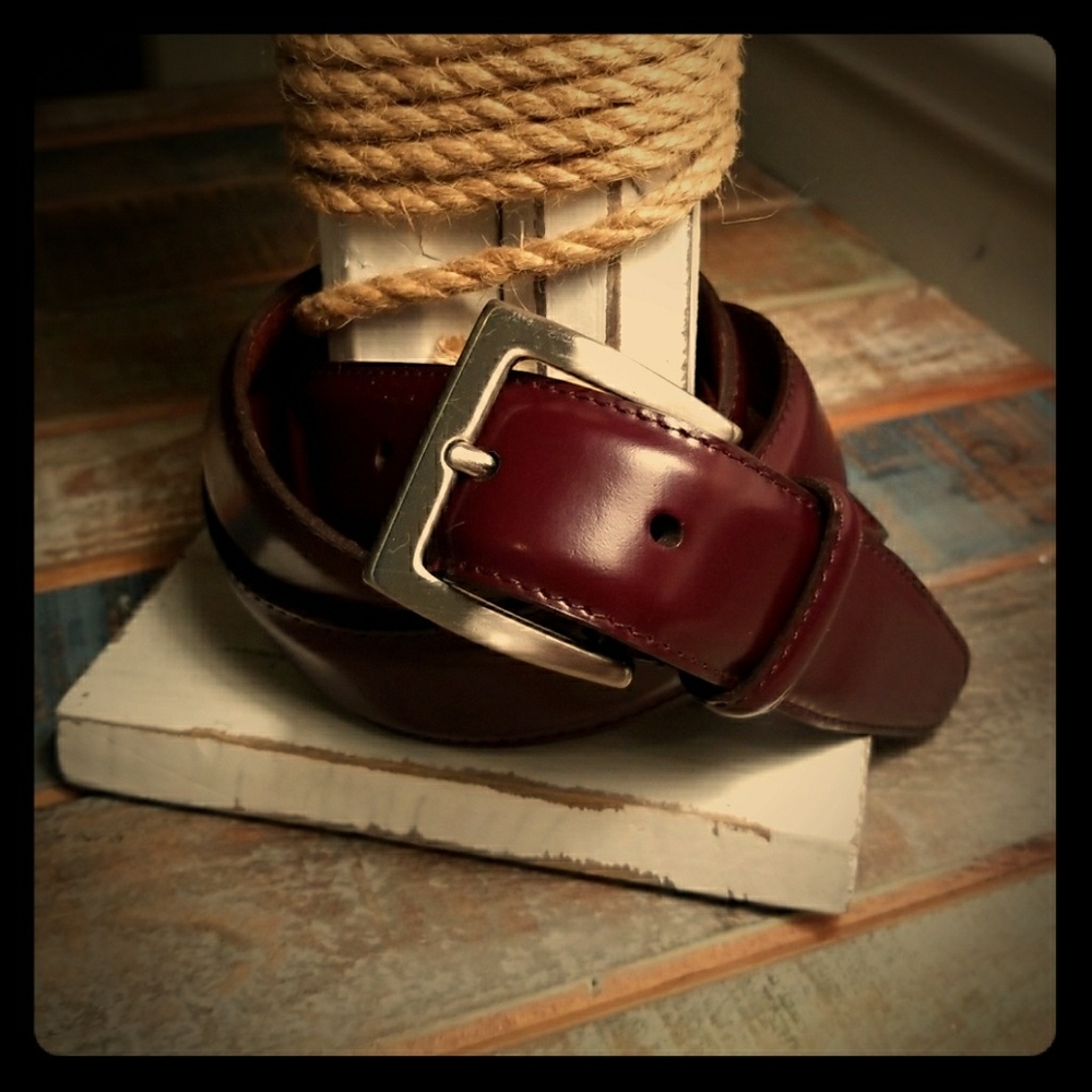 Cherry Red Leather Coach Belt